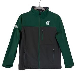 Michigan State Spartans Jacket Boys Medium Green NCAA Basketball Colosseum